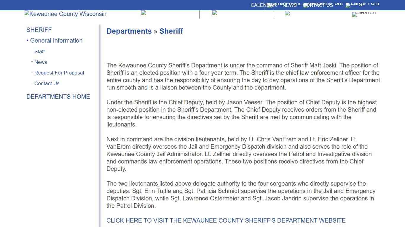 Kewaunee County Departments » Sheriff