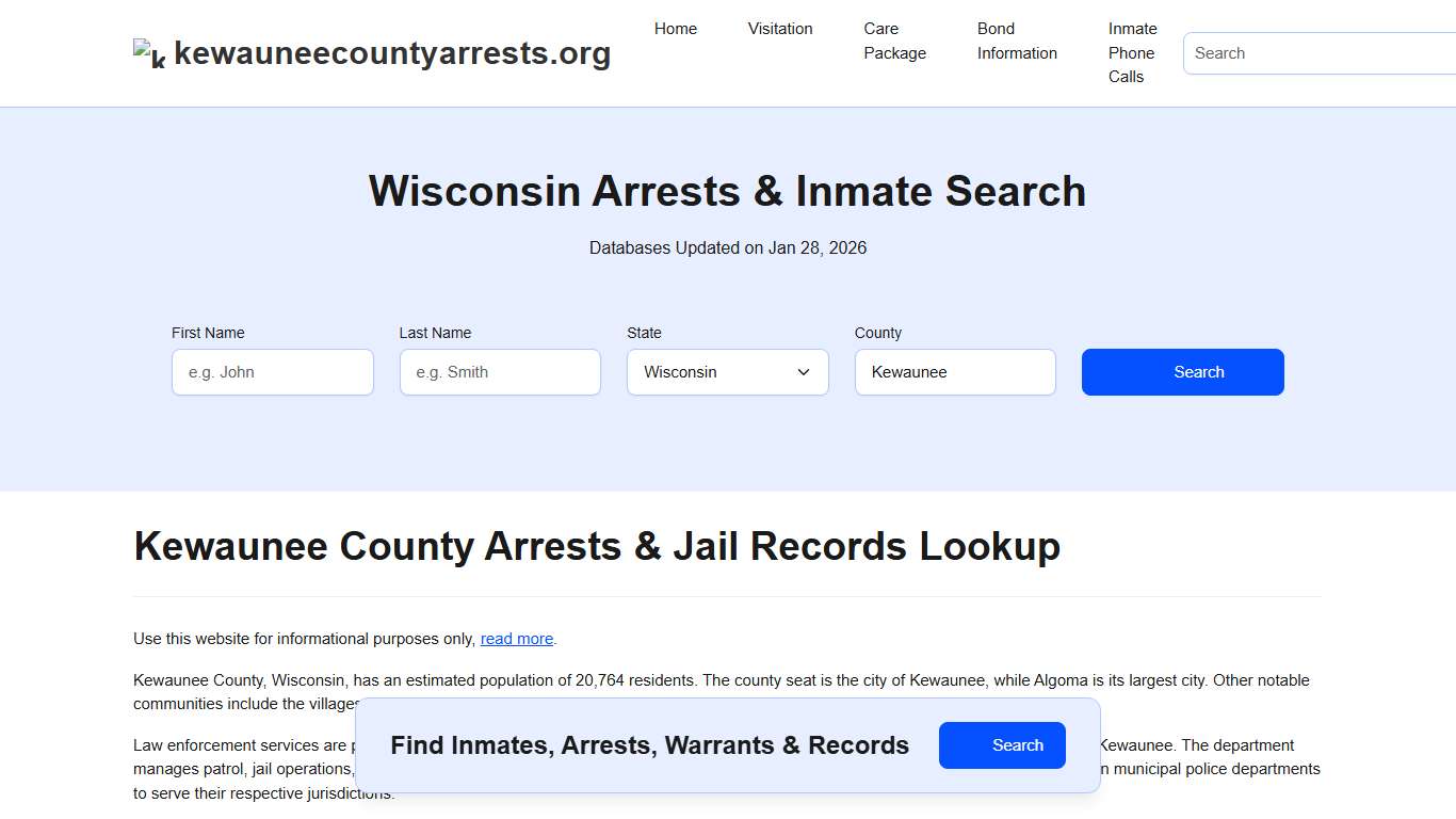 Kewaunee County, WI Arrests, Warrants, Police Records Search